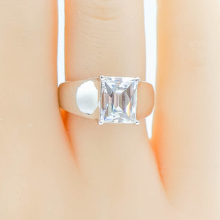 Sterling Silver Tycoon Cut White Cz Engagement Ring Size 6