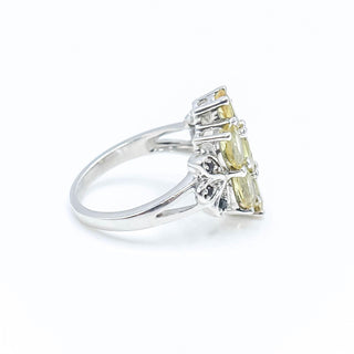 Sterling Silver Citrine and Onyx Ring Size 7