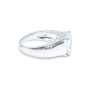 Sterling Silver Tycoon Cut White Cz Engagement Ring Size 6