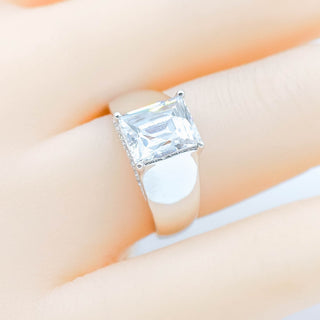Sterling Silver Tycoon Cut White Cz Engagement Ring Size 6