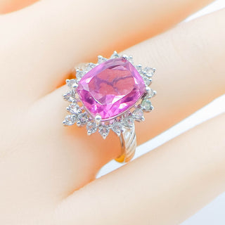 Sterling Silver African Lilac Quartz & White Spinel Halo Ring Size 7