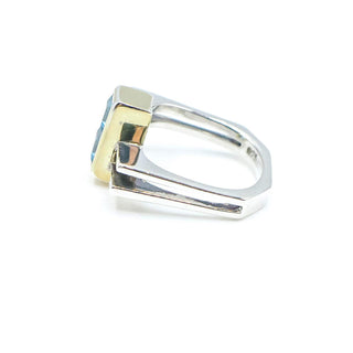 Sterling Silver Swiss Blue Topaz Ring With 18k Gold Accent in Size 6