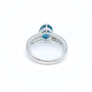 Sterling Silver London Blue Topaz Diamond Ring Size 6.75