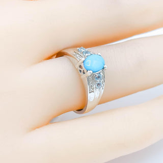 Sterling Silver Sleeping Beauty Turquoise Ring Size 6.75