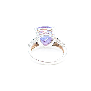 Sterling Silver Cz & Black Tourmaline Ring Size 8
