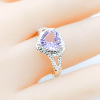 Sterling Silver Amethyst Heart Ring Size 7