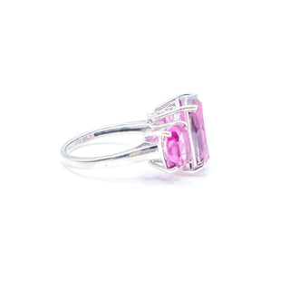 Sterling Silver African Lilac Quartz Triplet Gemstone Ring Size 8