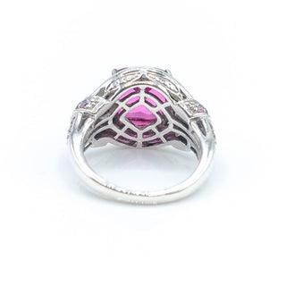 Sterling Silver African Lilac Quartz and Pink Cz Ring Size 8