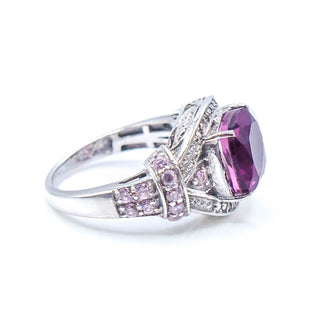 Sterling Silver African Lilac Quartz and Pink Cz Ring Size 8