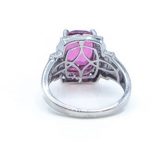 Sterling Silver African Lilac Quartz and Diamond Ring Size 7