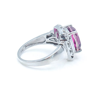 Sterling Silver African Lilac Quartz and Diamond Ring Size 7