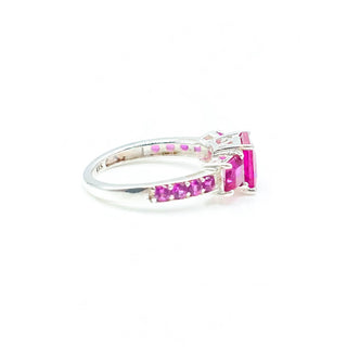 Sterling Silver Ruby and Pink Sapphire Ring Size 5