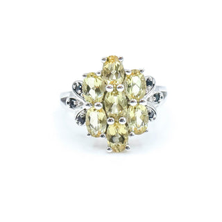 Sterling Silver Citrine and Onyx Ring Size 7
