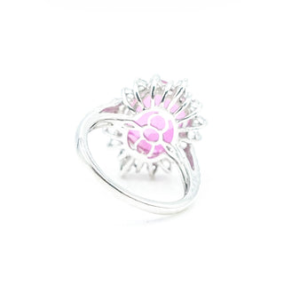 Sterling Silver African Lilac Quartz & White Spinel Halo Ring Size 7