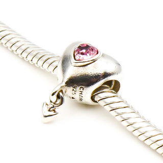 CHAMILIA Smitten Heart Sterling Silver Charm With Pink Swarovski Crystals