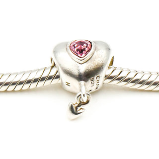 CHAMILIA Smitten Heart Sterling Silver Charm With Pink Swarovski Crystals