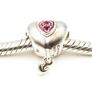 CHAMILIA Smitten Heart Sterling Silver Charm With Pink Swarovski Crystals