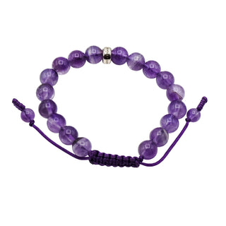 Thomas Sabo Amethyst Beaded Charm Carrier Bracelet With Adjustable Cord 5.9 Inches