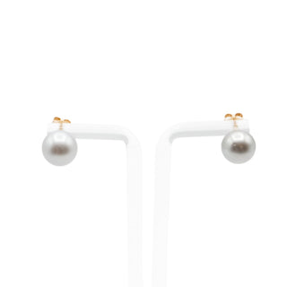 14K Yellow Gold 10.5mm Gray Cultured Freshwater Pearl Stud Earrings