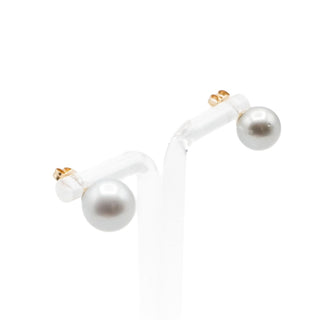14K Yellow Gold 10.5mm Gray Cultured Freshwater Pearl Stud Earrings