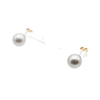 14K Yellow Gold 10.5mm Gray Cultured Freshwater Pearl Stud Earrings