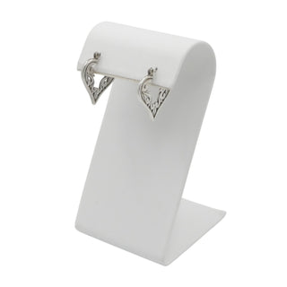 Sterling Silver Heart Hoop Earrings Vine Design 1 Inch