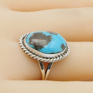 Handmade Turquoise Ring in Sterling Silver Size 6