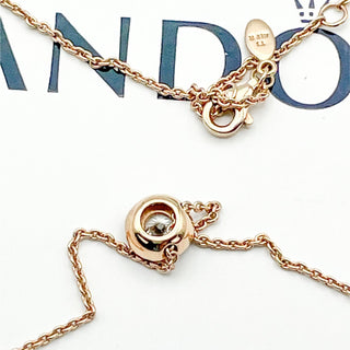 PANDORA Rose Adjustable Length Cable Chain 14K Rose Gold Plated Round Sparkle Halo Necklace