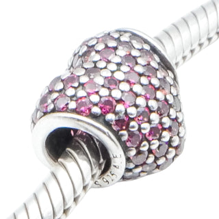 Pandora Pavé Heart Sterling Silver Red CZ Charm Retired