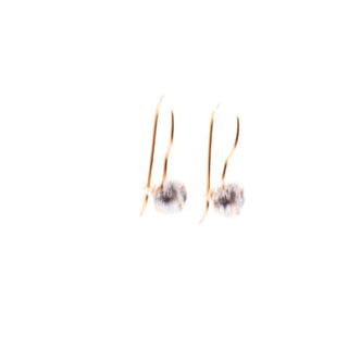 14K Yellow Gold Clear CZ 3/4 Inch French Wire Drop Earrings