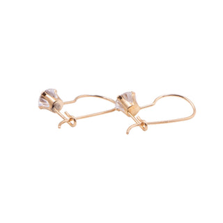 14K Yellow Gold Clear CZ 3/4 Inch French Wire Drop Earrings