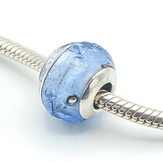 Charmed Memories Blue Murano Charm With Sterling Silver Core