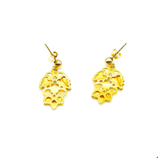 10k Tri-Color Gold Leaf Dangle Post Earrings
