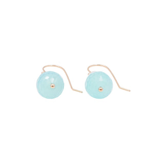 14K Yellow Gold Chalcedony Pearl 1.25 Inch Dangle Earrings