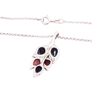 Sterling Silver Baltic Amber Multicolor Leaf 18 Inch Pendant Necklace