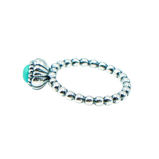 Pandora December Birthday Bloom Ring Turquoise Sterling Silver Stackable Size 6