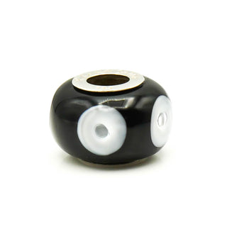 Rhona Sutton Black and White Glass Bead Sterling Silver Charm