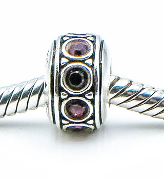CHAMILIA Wheel February Birthstone Sterling Silver Charm With Purple Swarovski Crystals