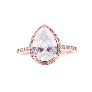 Pandora Rose Radiant Teardrop Clear CZ Halo Ring Size 7