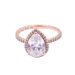 Pandora Rose Radiant Teardrop Clear CZ Halo Ring Size 7