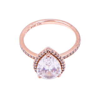 Pandora Rose Radiant Teardrop Clear CZ Halo Ring Size 7