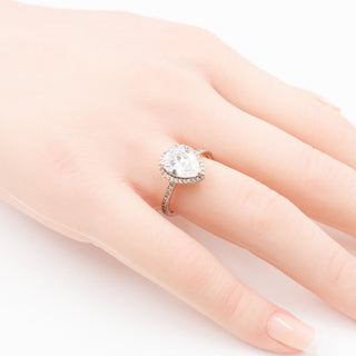 Pandora Rose Radiant Teardrop Clear CZ Halo Ring Size 7