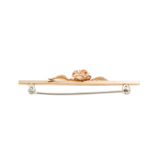 Krementz Gold Plated Tri Color Rose Bar Pin Brooch 1.5 Inch Vintage