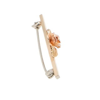 Krementz Gold Plated Tri Color Rose Bar Pin Brooch 1.5 Inch Vintage