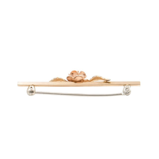 Krementz Gold Plated Tri Color Rose Bar Pin Brooch 1.5 Inch Vintage