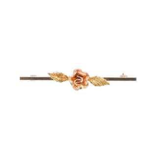 Krementz Gold Plated Tri Color Rose Bar Pin Brooch 1.5 Inch Vintage