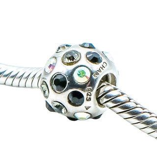 Chamilia Disco Ball Black Swarovski Crystal Sterling Silver Charm Bead