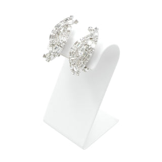 Kramer Rhinestone Clip Earrings Clear Marquis Baguette Vintage 1.5"