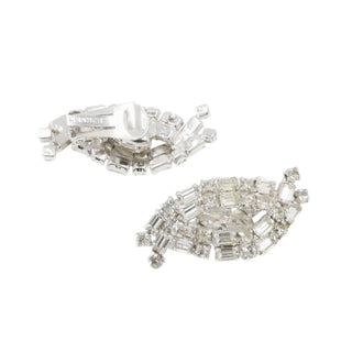 Kramer Rhinestone Clip Earrings Clear Marquis Baguette Vintage 1.5"