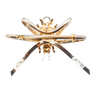 Vintage Sterling Silver Gold Plated Spider Brooch & Pendant with Citrine-Colored Stone